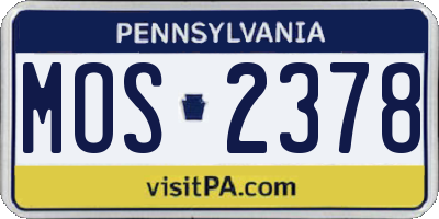 PA license plate MOS2378