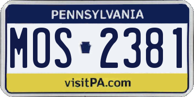 PA license plate MOS2381