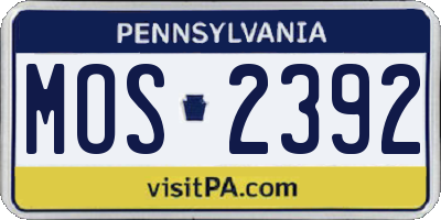 PA license plate MOS2392