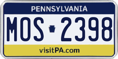 PA license plate MOS2398