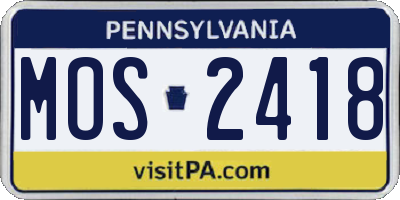PA license plate MOS2418