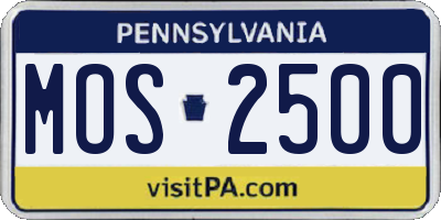 PA license plate MOS2500