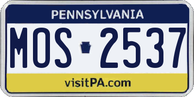 PA license plate MOS2537