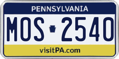 PA license plate MOS2540