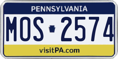 PA license plate MOS2574