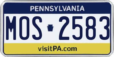 PA license plate MOS2583