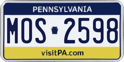 PA license plate MOS2598