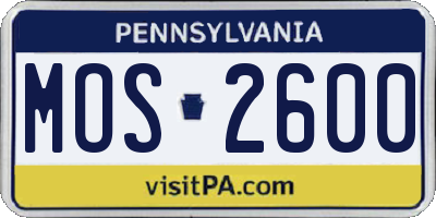 PA license plate MOS2600