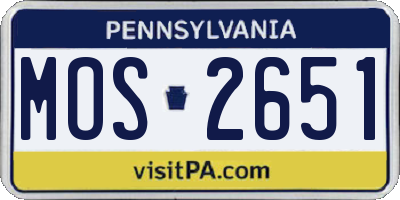 PA license plate MOS2651