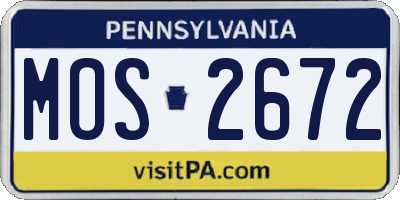 PA license plate MOS2672