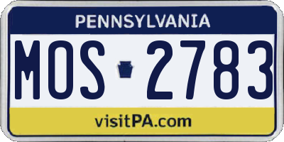 PA license plate MOS2783