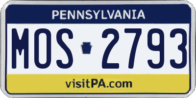 PA license plate MOS2793