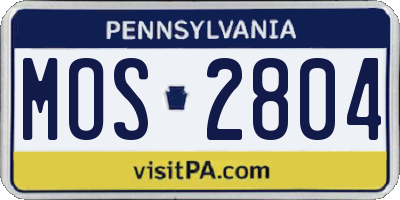 PA license plate MOS2804