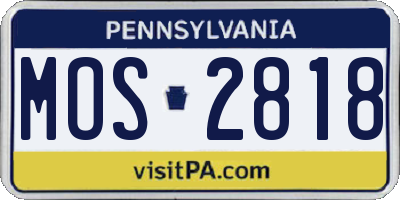 PA license plate MOS2818