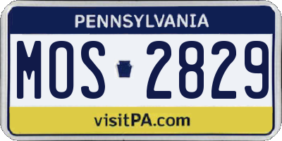 PA license plate MOS2829