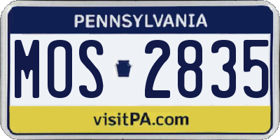 PA license plate MOS2835