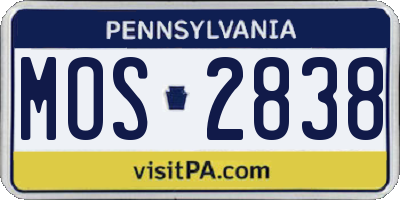 PA license plate MOS2838