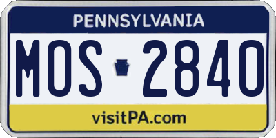 PA license plate MOS2840
