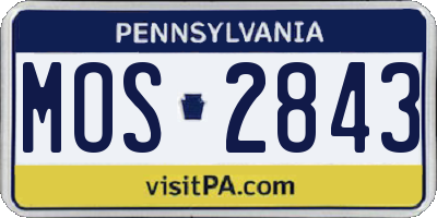 PA license plate MOS2843
