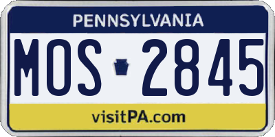 PA license plate MOS2845