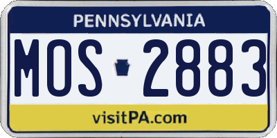 PA license plate MOS2883