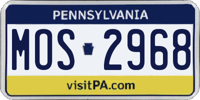PA license plate MOS2968
