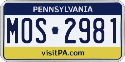 PA license plate MOS2981