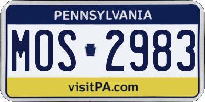 PA license plate MOS2983