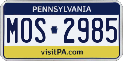 PA license plate MOS2985