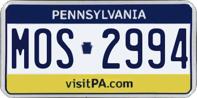 PA license plate MOS2994