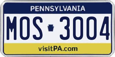 PA license plate MOS3004