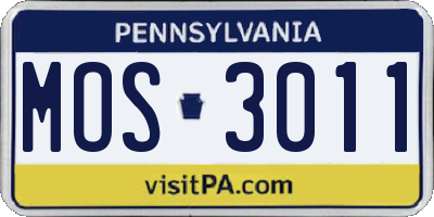 PA license plate MOS3011