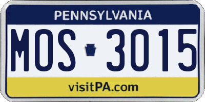 PA license plate MOS3015