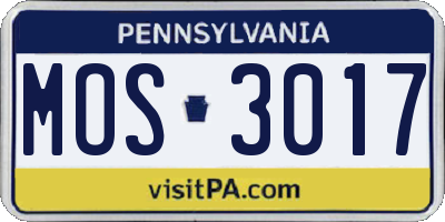PA license plate MOS3017