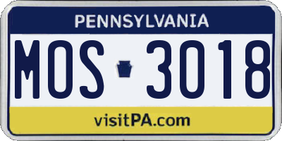 PA license plate MOS3018
