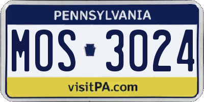 PA license plate MOS3024