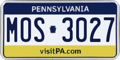 PA license plate MOS3027