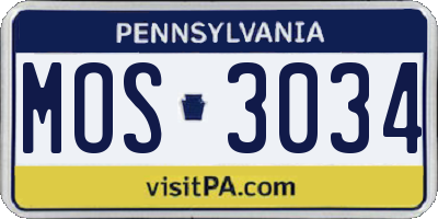 PA license plate MOS3034