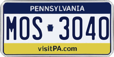 PA license plate MOS3040