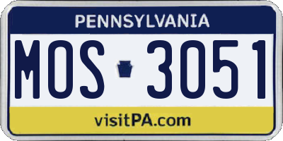 PA license plate MOS3051