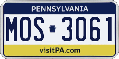PA license plate MOS3061