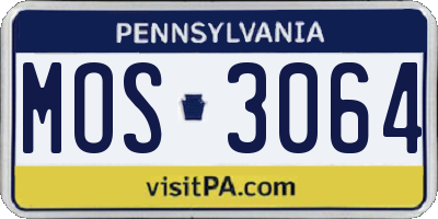 PA license plate MOS3064