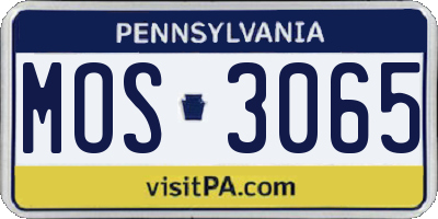 PA license plate MOS3065