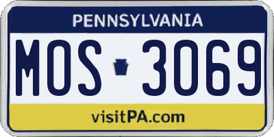 PA license plate MOS3069