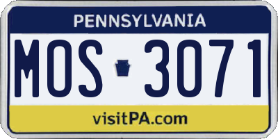 PA license plate MOS3071