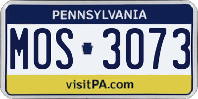 PA license plate MOS3073