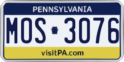 PA license plate MOS3076
