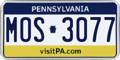 PA license plate MOS3077