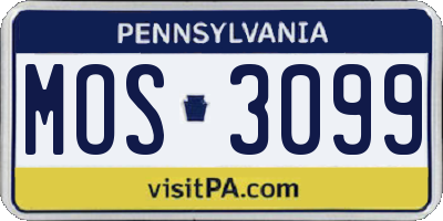 PA license plate MOS3099