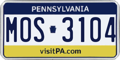 PA license plate MOS3104